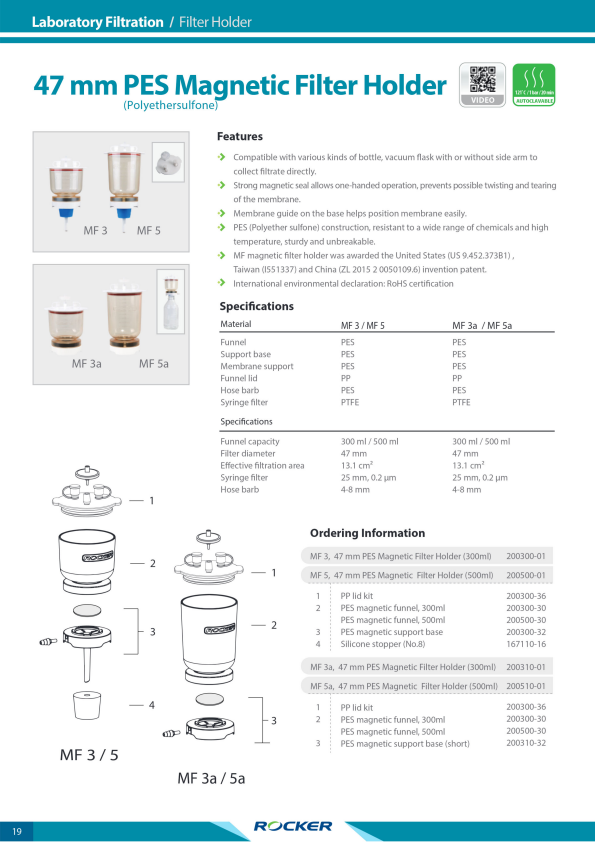 

PES Magnetic Filter Holders MF 3a and MF 5a

